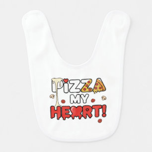 Cute Pizza My Heart Funny Foodie Pun for Pizza Baby Bib