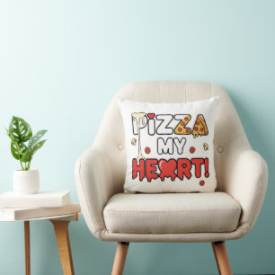 Cute Pizza My Heart Funny Foodie Pun for Pizza  Throw Pillow