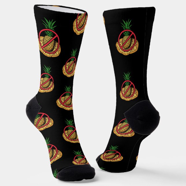 Cute Pizza No Pineapples Fun Foodie Gag Socks (Angled)