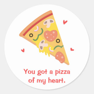 Cute Pizza of my Heart Pun Love Humor Classic Round Sticker