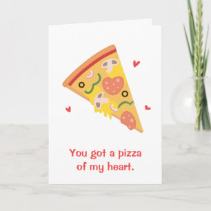 Cute Pizza of my Heart Pun Love Humor Holiday Card