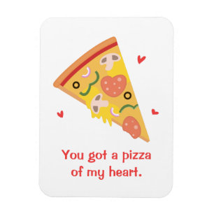 Cute Pizza of my Heart Pun Love Humor Magnet