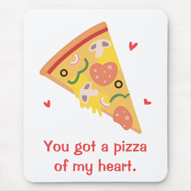 Cute Pizza of my Heart Pun Love Humor Mouse Pad (Front)