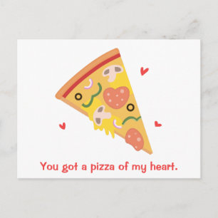 Cute Pizza of my Heart Pun Love Humor Postcard