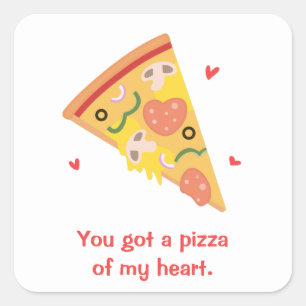 Cute Pizza of my Heart Pun Love Humor Square Sticker