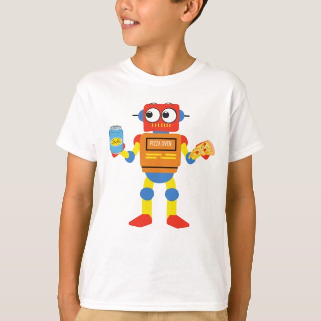 Cute Pizza Oven Robot T-Shirt (Front)