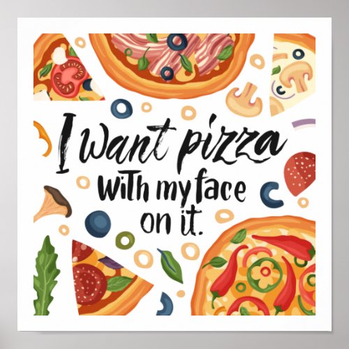 cute pizza Parlor word art Poster