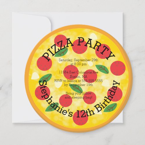 Cute Pizza Party Birthday Party Invitation