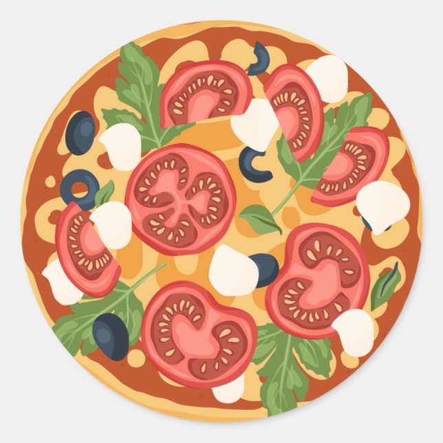 Cute pizza party lovers classic round sticker (Front)