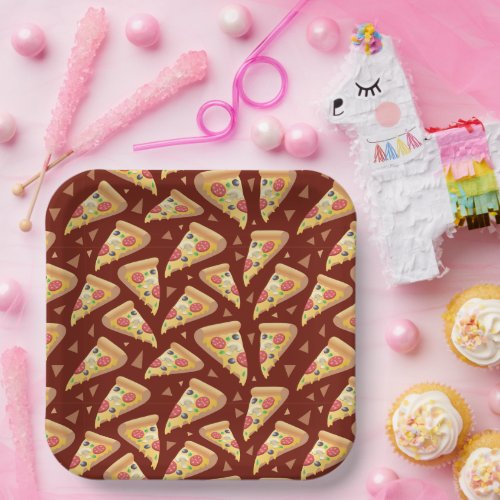 cute pizza party lovers tiled  paper plates