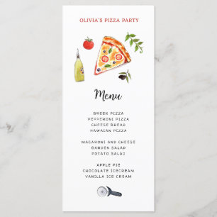 Cute Pizza Party Menu Card