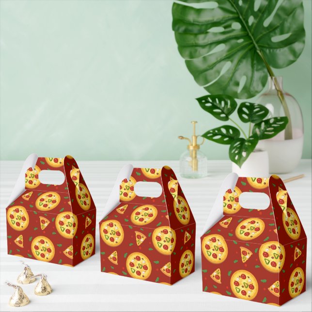 cute pizza party tiled pattern favor boxes (Multiple)