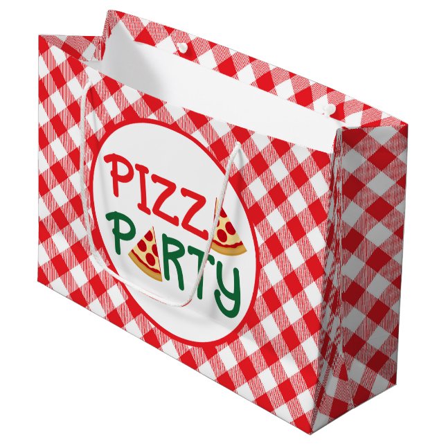 Cute pizza party words large gift bag (Front Angled)