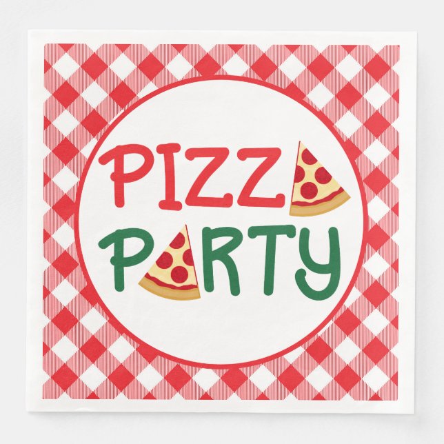 Cute pizza party words paper dinner napkins (Front)