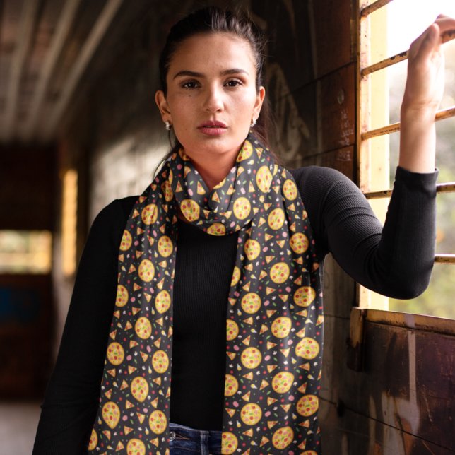 Cute Pizza Pattern Chiffon Scarf (Creator Uploaded)