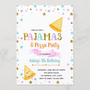Cute pjs and pizza party invitation