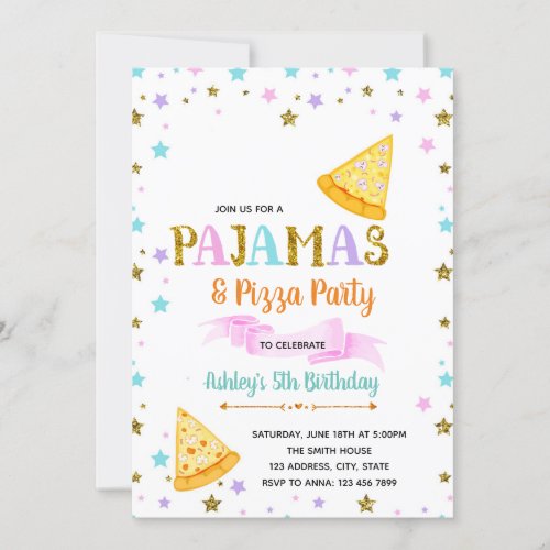 Cute pjs and pizza party invitation