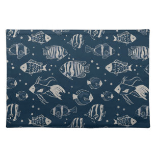 Cute Place Mat with hand drawn Fish
