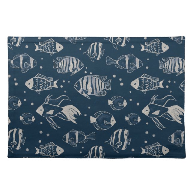 Cute Place Mat with hand drawn Fish (Front)