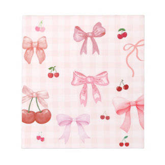 Cute plaid and pink coquette fruit and bows  notepad