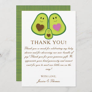 Cute Plaid Avocado Gender Neutral Baby Shower Thank You Card