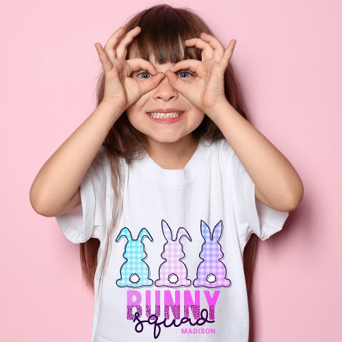 Cute Plaid Bunny Squad Rabbit Personalized T_Shirt