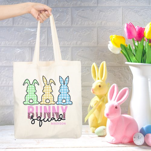 Cute Plaid Bunny Squad Rabbit Personalized Tote Bag