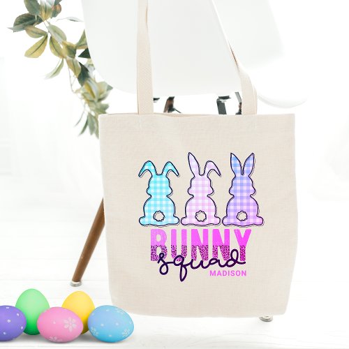 Cute Plaid Bunny Squad Rabbit Personalized Tote Bag