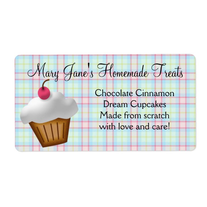 Cute Plaid Cupcake Custom Label