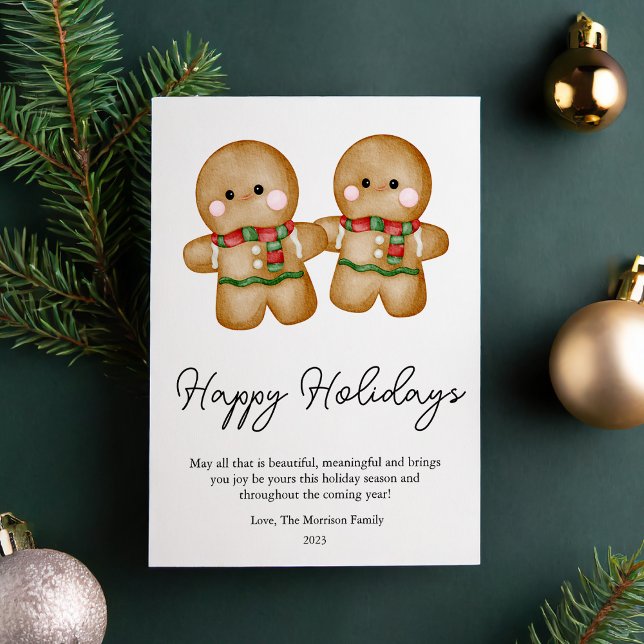 Cute Plaid Gingerbread Christmas Flat  Holiday Card (Creator Uploaded)