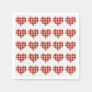 Cute Plaid Red Hearts Dotty Pattern Napkins