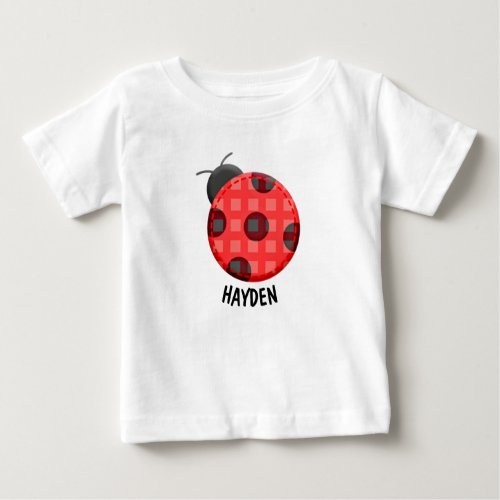 Cute Plaid Red Ladybug Personalised Baby T_Shirt