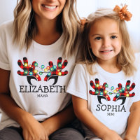 Cute Plaid Reindeer Antlers Lights Name Matching