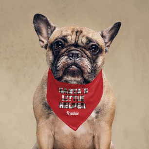 cute plaid santa's little helper bandana pet bandana collar