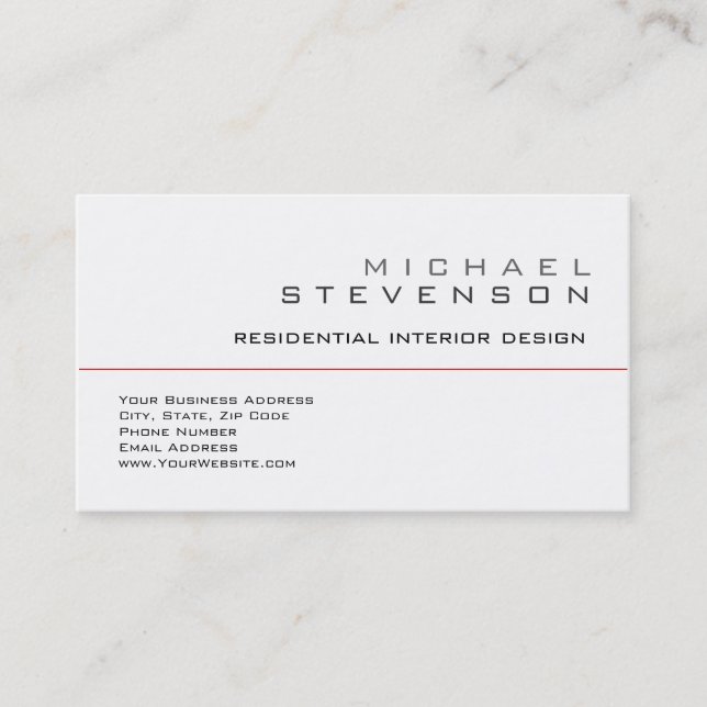 Cute Plain Black White Gray Designer Business Card (Front)