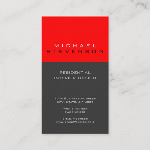 Cute Plain Grey Black Red Designer Business Card