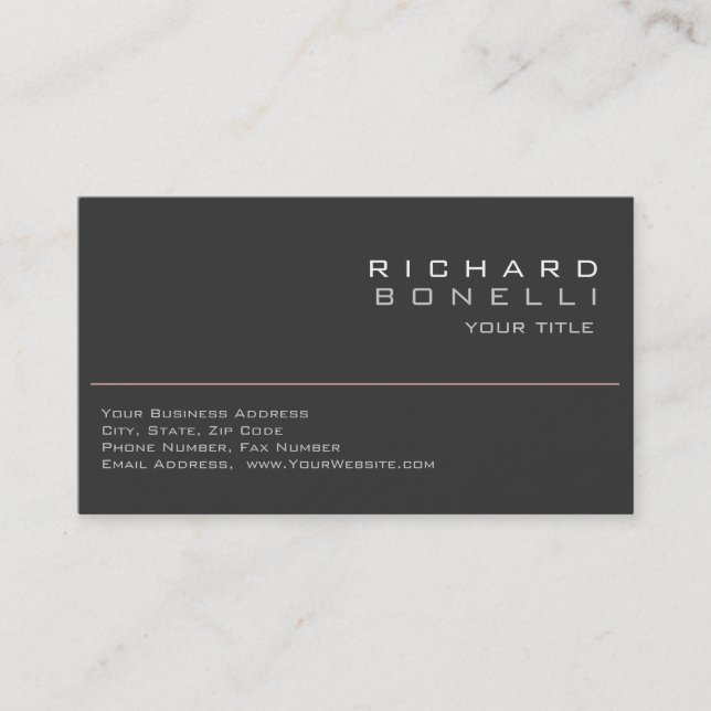 Cute Plain Grey Professional Business Card (Front)