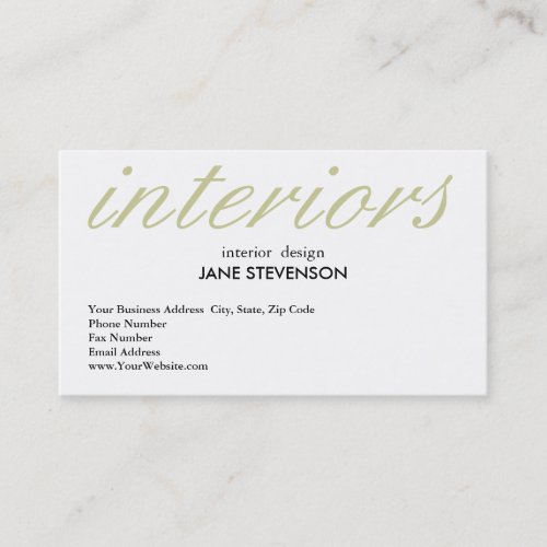 Cute Plain White Interior Designer Business Card