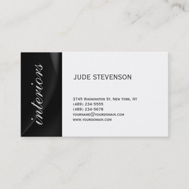 Cute Plain White Interior Designer Business Card (Front)