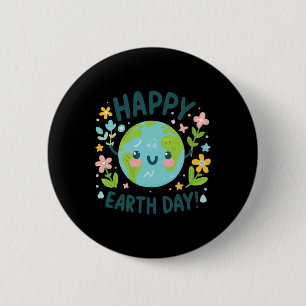 Cute Planet Earth Day Birthday Happy Earth Day Button