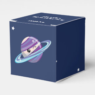 Cute Planet Saturn Space Galaxy Kid Birthday Favor Boxes