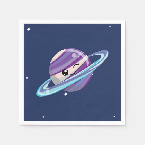 Cute Planet Saturn Space Galaxy Kid Birthday Napkins