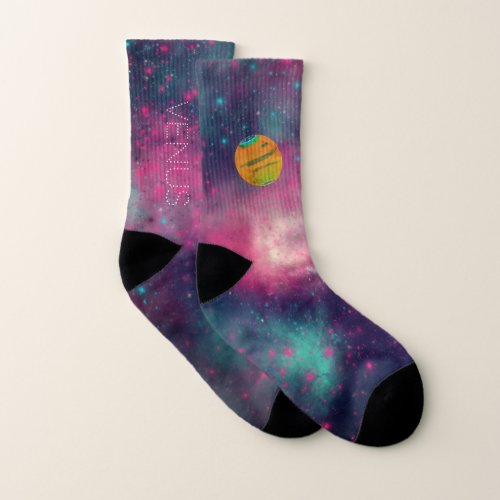Cute Planet Venus Colorful Galaxy Socks