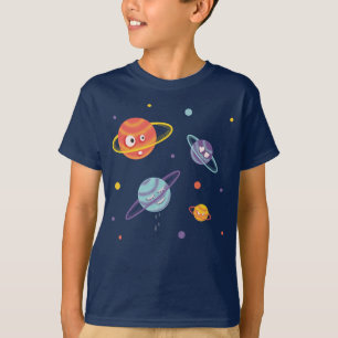 Cute Planets Cartoon Space Kids T-Shirt