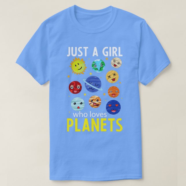 Cute Planets Girls Space Solar System Astronomy T-Shirt (Design Front)