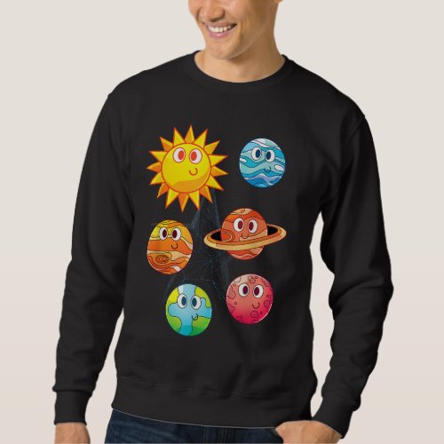 Cute Planets Outer Space Scientist Astronomy Kids  Sweatshirt