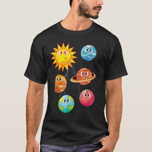 Cute Planets Outer Space Scientist Astronomy Kids  T_Shirt
