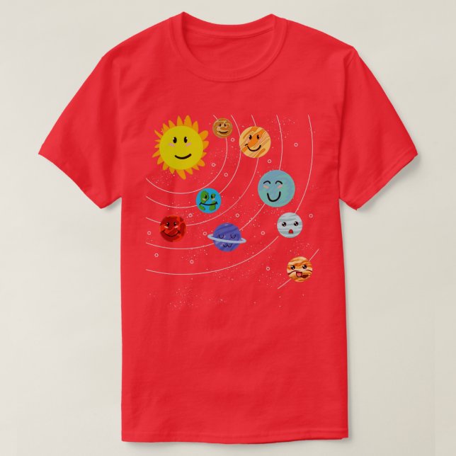 Cute Planets Science Solar System Space Astronomy T-Shirt (Design Front)