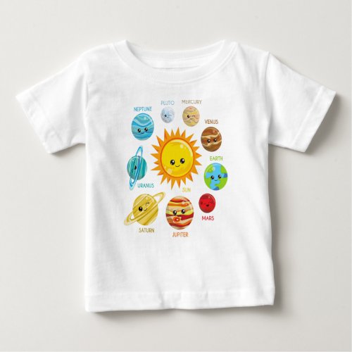 Cute Planets Solar System Space Cosmos Galaxy Baby T_Shirt