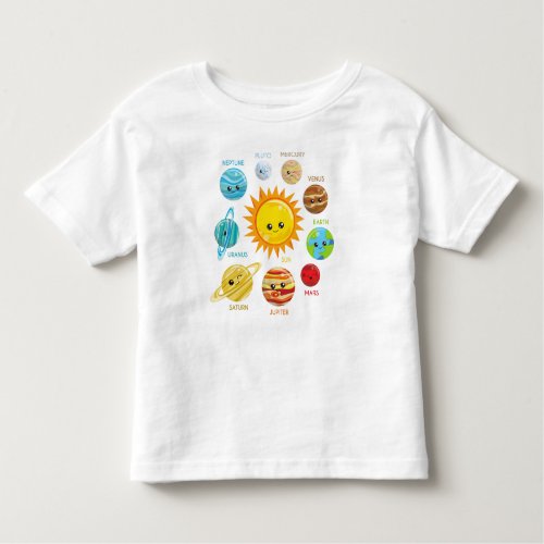 Cute Planets Solar System Space Cosmos Galaxy Toddler T_shirt